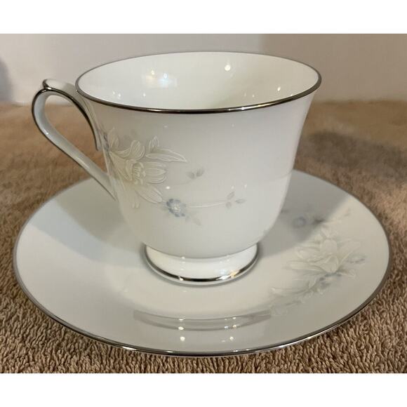 3 Noritake 3132 Cache Pot Footed Cup & Saucer Sets + 1 Cup Platinum Trim RARE - Picture 5 of 10